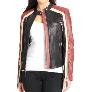 Chaquetas de mujer RTS con logo personalizado en negro, rojo y blanco, chaqueta clásica de invierno, abrigos de cuero genuino, chaqueta bomber Highstreet - Product Image 2