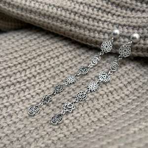 Pendientes Largos Bohemios de 7 Chakras, Plateados, con Símbolos Espirituales Sagrados, para Mujeres, Yoga, Meditación, Fiestas y Regalos, Venta al Por Mayor - Product Image 4