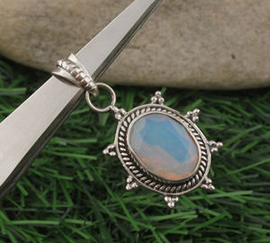 Pendentif en forme de cœur en opale et quartz, plaqué platine vintage, argent sterling 925, vente en gros, prix de gros, directement de l'usine - Product Image 2