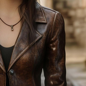 Veste en cuir pour femme, texture douce et chaude, adaptée aux besoins de la mode moderne - Product Image 6