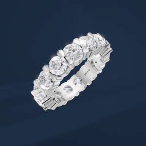 Bague de fiançailles classique pour femme en platine PT950 avec diamants de laboratoire taille brillant rond, couleur D - Product Image 1