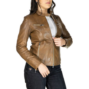 Women Custom Fashion High Quality Genuine Leather Bomber Jacket with Zipper Closure Jackets For Ladies - Product Image 3