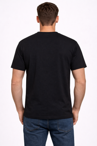 T-shirt à col rond noir uni pour homme de qualité supérieure, tissu en mélange de coton ultra-doux et respirant pour un confort tout au long de la journée, léger et lisse - Product Image 3