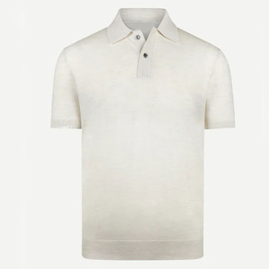 Polo en coton blanc tricoté personnalisé pour hommes, manches courtes, style décontracté, couleur unie, teinture unie, vente en gros - Product Image 1