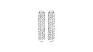 Magnifiques boucles d'oreilles huggie en or 14 carats plaqué rhodium avec diamant taille brillant rond et design minimaliste moderne pour femmes avant-gardistes - Product Image 5