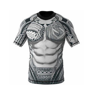 เสื้อยืดคอมเพรสชั่นพิมพ์ลายตามสั่งสำหรับผู้ชาย OEM แบรนด์ส่วนตัว สไตล์ลายสัก เสื้อยืดออกกำลังกาย แห้งเร็ว ชุดกีฬา ผู้ผลิต - Product Image 1