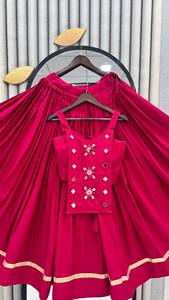 Ensemble Kurti en Georgette Brodé pour Femme, Robe Indienne et Pakistanaise Sans Manches Coupe Évasée pour Mariage, Fête et Festival - Product Image 3