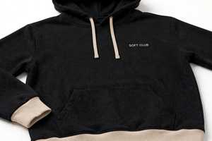 Ensemble de survêtement unisexe en polaire écologique avec capuche et pantalon de jogging, noir et beige, coupe décontractée, logo lettré, hiver - Product Image 4