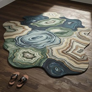 Luxury Abstract Geode Area Rug Irregular Shape Soft Hand Tufted Carpet for Living Room Bedroom <b>Floor</b> Decor Non Slip Modern Rug - Product Image 4