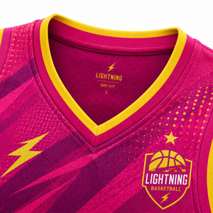 Maillot de basket-ball Lightning 24, débardeur sublimé à col en V, évacuant l'humidité, coupe athlétique unisexe pour adulte - Product Image 4