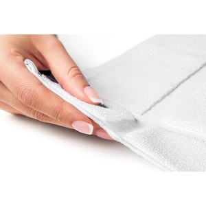 White Rectangle Cotton Bath <b>Mats</b> 2-Piece <b>Set</b> Classic Geometric Design Non-Slip Rubber Backing Machine Washable Home Use - Product Image 3