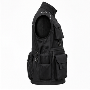 Chaleco de Trabajo Negro para Hombre Exoro Apparels, Cuello Alto, Cierre de Cremallera, Múltiples Bolsillos, Ropa Exterior Impermeable, Estilo Otoñal - Product Image 6