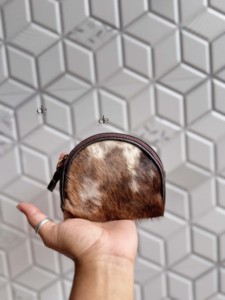 Porte-monnaie élégant en cuir de vachette véritable, pochette demi-lune en cuir de style western, pochette à monnaie unisexe - Product Image 2