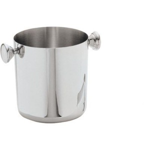 Seau à glace moderne en acier inoxydable à double paroi isolé avec couvercle et poignée, finition polie à nervures verticales, seau à vin isotherme - Product Image 5