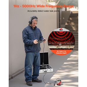 Rilevatore di perdite idrauliche interrato da 2 m (6,6 piedi) 1Hz-5000Hz con touchscreen, localizzatore di perdite per tubazioni, tester per tubi dell'acqua per uso domestico - Product Image 2