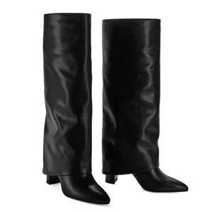 Bottes hautes pour femmes 2026, noires en PU, à bout pointu, talons hauts, longues bottes d'hiver, chaussures de mode pour femmes, vente en gros - Product Image 2