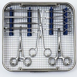 Kit vétérinaire premium de 18 pièces pour stérilisation féline, en acier inoxydable, comprenant un crochet Snook pour ovariohystérectomie et des pinces Rochester-Carmalt - Product Image 1