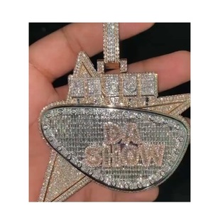 Collar con Colgante de Diamante Moissanite Estilo Hip Hop para Hombre, Joyería de Moda Brillante para Fiestas y Uso Diario - Product Image 1