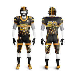 Uniforme de Fútbol Americano Personalizado al por Mayor en Negro y Dorado – Conjunto de Camiseta y Pantalones Sublimados, Ropa Deportiva Transpirable para Hombre - Product Image 4