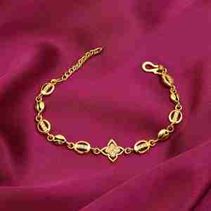 Pulsera de Latón con Baño de Oro de 14K, 18K, 24K al por Mayor, Diseño Floral, Joyería de Moda, Eslabones Ovalados con Brillantes Piedras de Circonita Cúbica - Product Image 3