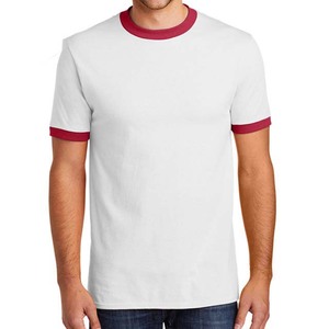 Camiseta Deportiva de Cuello Redondo con Logotipo de Marca Personalizado al por Mayor, Camiseta Ringer Blanca de Manga Corta para Hombre - Product Image 1