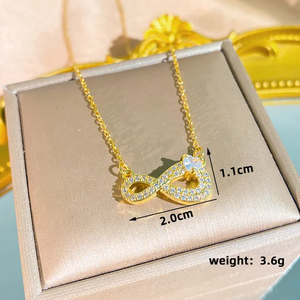 สร้อยคอรูปสัญลักษณ์ ทำจากสแตนเลส 304 ชุบทอง 0.03µm พร้อมประดับเพทายบนสายเคเบิล - Product Image 3