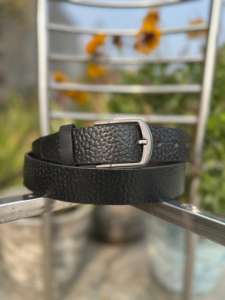 Cinturón Casual de Cuero Vacuno Negro para Hombre, con Hebilla de Cobre, Estilo Vintage, Hecho a Mano, 3.5cm de Ancho, 120cm de Largo - Product Image 3