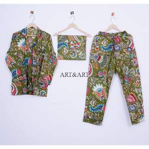 ชุดนอนผ้าฝ้ายพิมพ์ลายคุณภาพสูงสำหรับผู้หญิง แขนยาว ชุดนอนลำลอง ชุดนอนกลางคืน ชุดนอนสำหรับผู้หญิง - Product Image 6