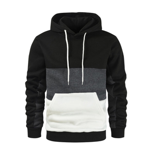 Sweat-shirt à capuche personnalisé OEM pour hommes, 100% coton, patchwork, motif uni, logo personnalisable, teinture unie, pour la saison hivernale - Product Image 5