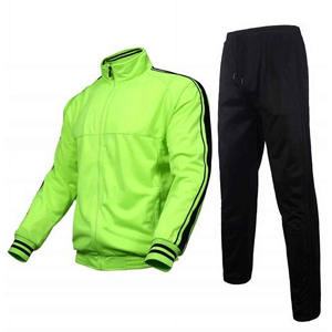 Survêtement de sport personnalisé uni avec fermeture éclair, coupe-vent, en nylon et polyester, respirant, pour homme, 2 pièces - Product Image 1