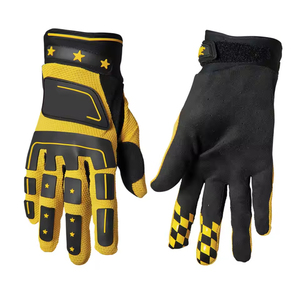 Gants de course moto d'hiver noirs en nylon, demi-doigts, compatibles écran tactile, imperméables, auto-chauffants et respirants - Product Image 1