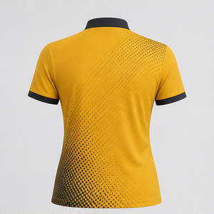Polo personnalisé jaune moutarde à pois demi-ton, col mandarin pour femme, séchage rapide, respirant, manches courtes, uniforme WPS-0837 - Product Image 3
