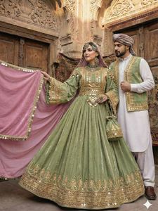 Wedding Bridal Wear Afghani <b>Dress</b> Women Floor Length O Neck Long Sleeve Embroidery A Line Party Wedding <b>Dress</b> For Afghan Brides - Product Image 3