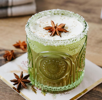 Verres à boire rétro en forme d'arche, floraux, verts, faits à la main, écologiques, verrerie vintage perlée, verres texturés pour eau et cocktails, pour les fêtes