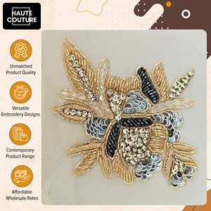 Vendedor Confiable que Vende Ampliamente Accesorios de Ropa Hechos a Mano - Juego de 3 Motivos con Lentejuelas, Cuentas y Pedrería - Product Image 4