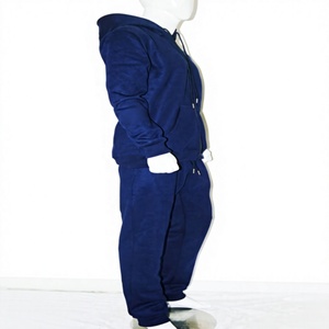 Premium Navy Fleece Tracksuit <b>Set</b> Heavyweight Organic Cotton Oversized Hooded Anti-Static Streetwear Sportswear Custom Logo OEM - Product Image 1