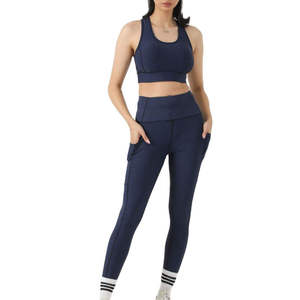 Ensemble de yoga 2 pièces pour femmes de qualité supérieure, vente en gros, personnalisable avec logo, en spandex et nylon respirant, écologique et à séchage rapide - Product Image 1