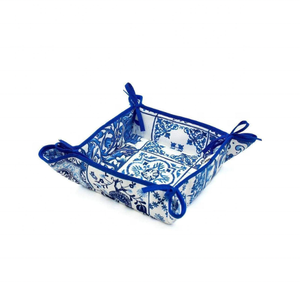 Blue Floral 100% Cotton Embroidered Eco-Friendly Farmhouse Kitchen Organizer Washable Dining Table <b>Bread</b> <b>Basket</b> Wholesale - Product Image 1