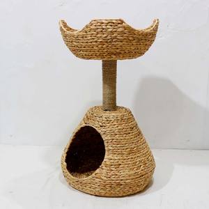 Natural Water Hyacinth Cotton Filled <b>Cat</b> <b>Tree</b> Tower Condo <b>Scratching</b> <b>Post</b> Eco-friendly Durable Indoor Use Pet Cage - Product Image 2