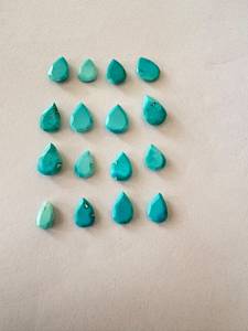 GNSJ Pierres précieuses en turquoise naturelle à 100 %, taille goutte de poire, coupe rose, facettées, certifiées par un tiers, éclat de facettes, pour la fabrication de bijoux - Product Image 5
