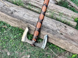 Premium Outdoor Handcrafted Double Head Outdoor <b>Axe</b> with Wooden Handle for Camping and Bushcraft Industrial & DIY Grade <b>Axe</b> - Product Image 3
