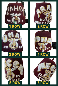 Sombrero Fez Masónico Shriners, Color Granate con Pedrería Blanca Brillante, Fieltro/Terciopelo, Duradero, Bajo MOQ, Servicio OEM - Product Image 6
