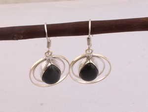Dainty Black Onyx Earrings 925 Sterling <b>Silver</b> Minimalist Jewelry Small Black Gemstone <b>Studs</b> for Women Thin <b>Silver</b> Earrings - Product Image 5