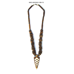 Collar Étnico Hecho a Mano en India con Cuentas de Hueso y Colgante de Flecha, Joyería Unisex para Bodas y Fiestas al Mejor Precio - Product Image 2