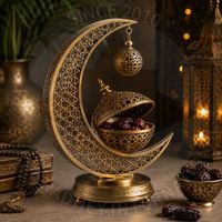Bol en métal oriental en forme de croissant de lune avec couvercle, fait à la main, poli, écologique, résistant à la chaleur, cadeau de mariage