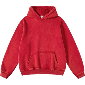 Sudadera con capucha de mezcla de algodón suave con lavado ácido, efecto desgastado, agujeros y bordes sin rematar en el capucha, corte holgado - Product Image 1