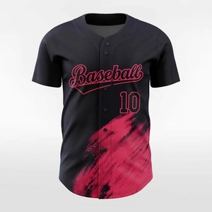 Vêtements de sport pour hommes, maillot de baseball 100% polyester, manches courtes, respirant, logo sur le devant, prix bas, sublimation, maillots de baseball sportifs - Product Image 1