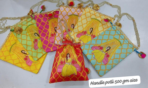 Indian Wedding Return Gift <b>Hamper</b> Eco Friendly Satin Drawstring for Wedding Haldi Sangeet festive and Party Favors - Product Image 4