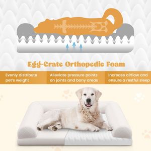 Egg Foam Dog <b>Crate</b> <b>Bed</b> with Removable Washable Cover & 3 Side Bolster Pet <b>Beds</b> - Product Image 6