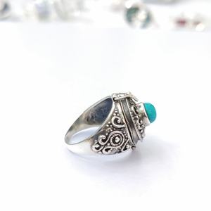 Bague de mariage en pierre précieuse Poisson, argent sterling 925, turquoise, sertie en bézel, légère, unisexe, vente en gros directe, fêtes - Product Image 4